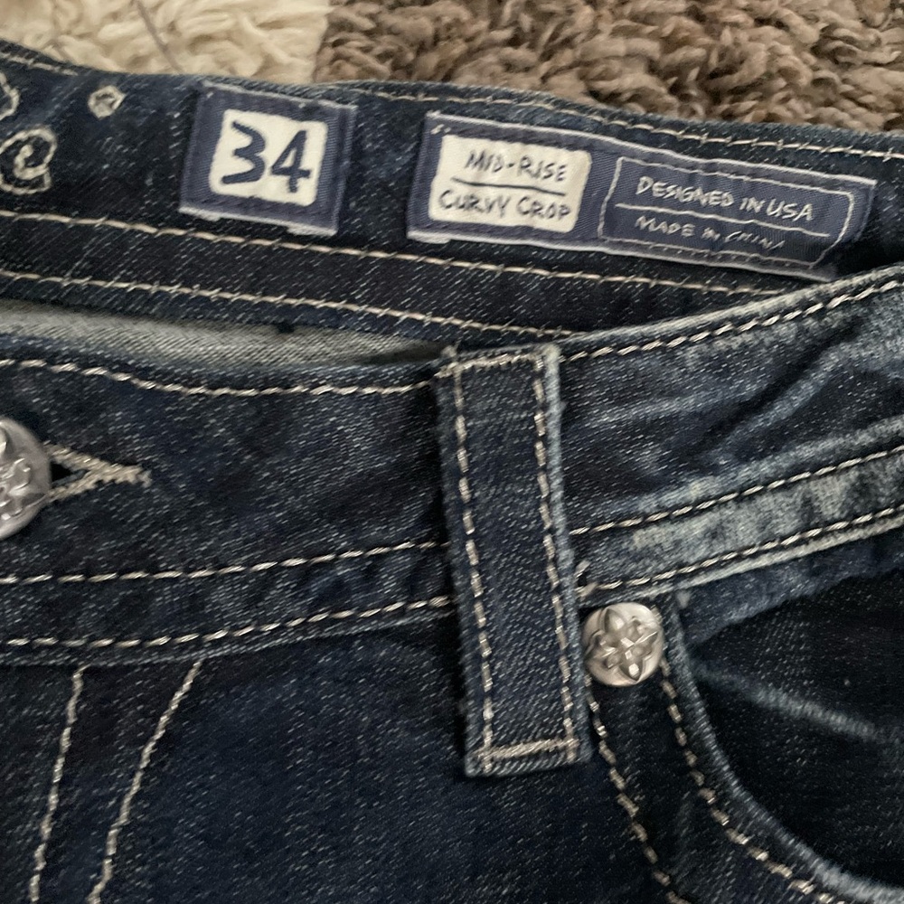 Miss Me Ankle Jeans with Classic Dark Wash Sz 34 mid rise cropped stretchy sz 34 - Picture 9 of 12